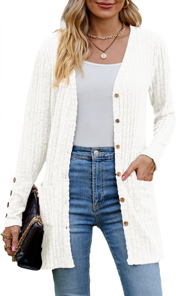 Askyes Womens Cardigan Sweater Long Sleeve Lightweight Open Front Button Closure Fall Cardigans f... | Amazon (US)