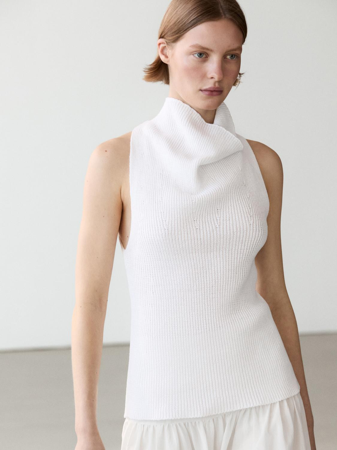 Cotton top with cowl neckline | Massimo Dutti UK