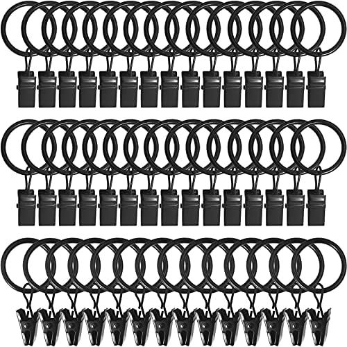 LLPJS 44 PCS Curtain Rings with Clips, Decorative Drapery Bows, 1 Inch Internal Diameter, Fits up... | Amazon (US)