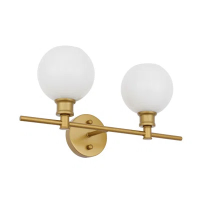 Drinkard 2-Light Dimmable Vanity Light Hashtag Home Finish: Brass, Shade Color: Frosted White | Wayfair North America