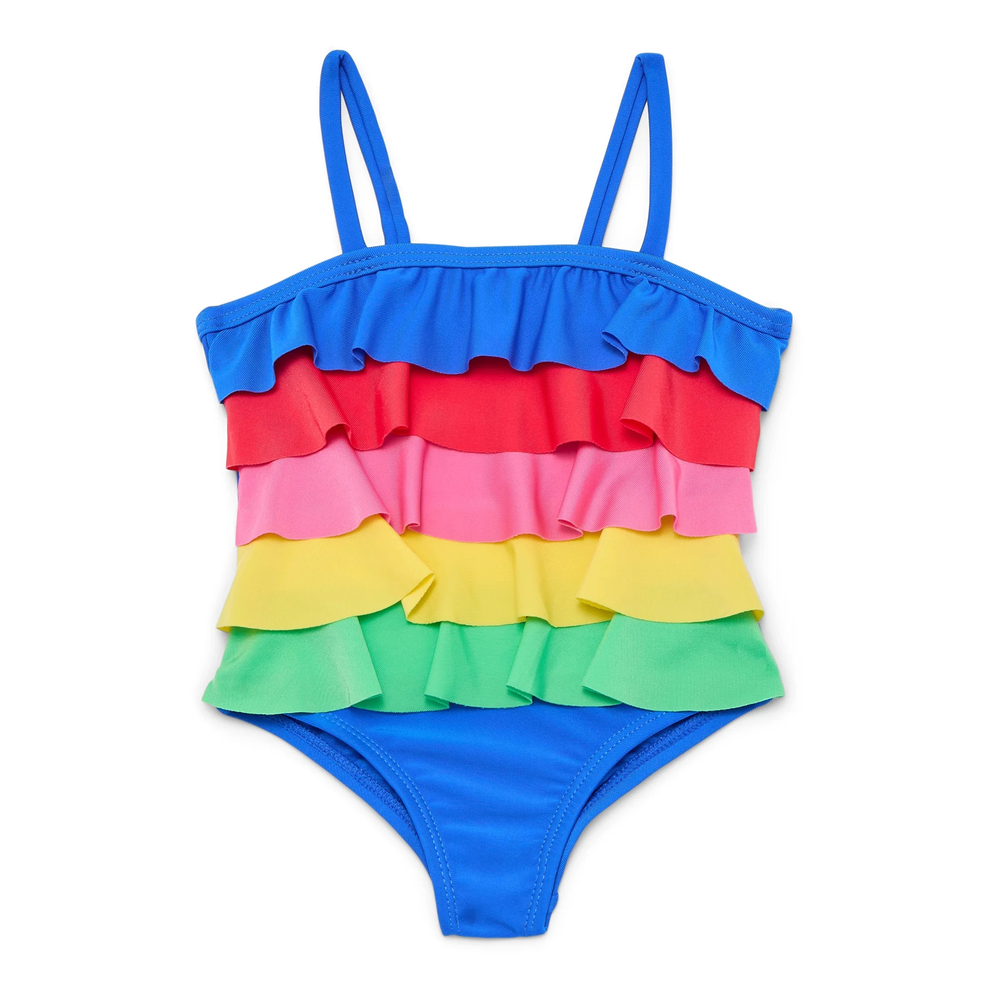 Wonder Nation Baby and Toddler Girls Tiered Ruffle One Piece Swimsuit, Sizes 12M-5T | Walmart (US)