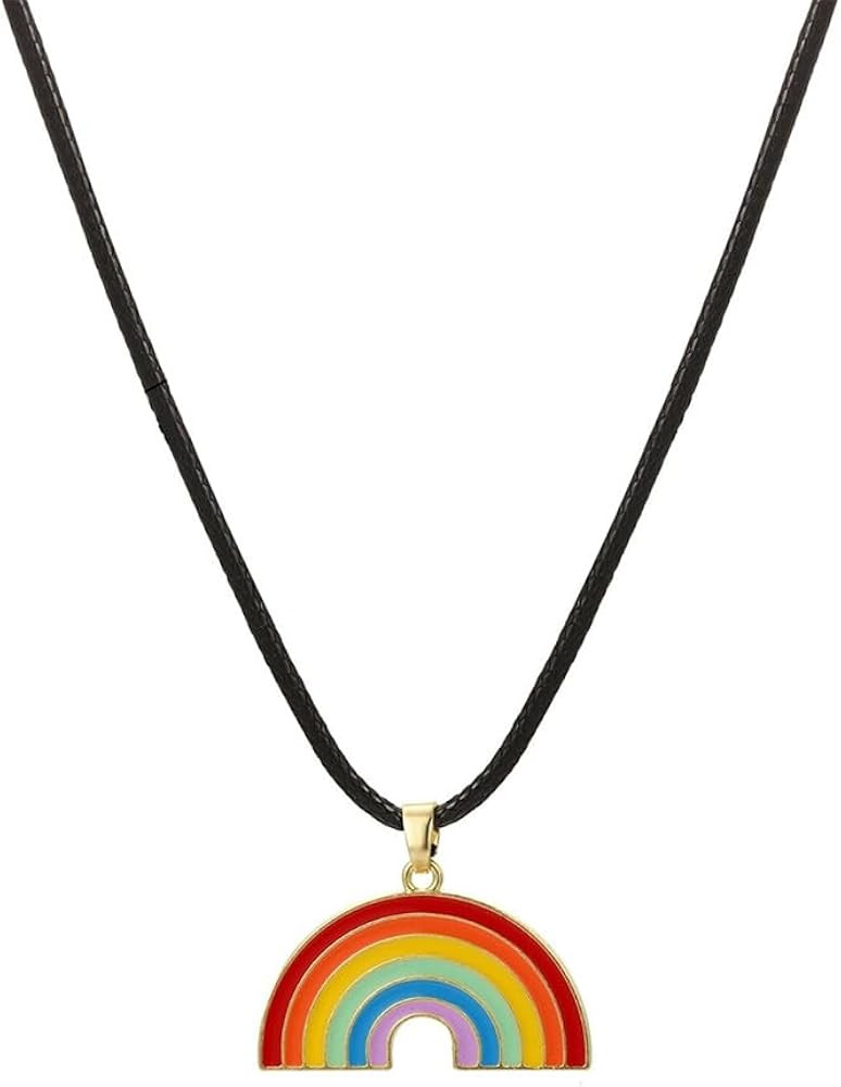 Rainbow Rope Choker Necklace LGBT Pride Rainbow Pendant Beaded Necklace for Women Lesbian Pride J... | Amazon (US)