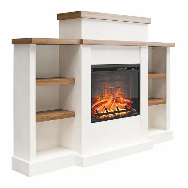 Ameriwood Home Garrison Electric Fireplace with Mantel and Bookcase | Bed Bath & Beyond