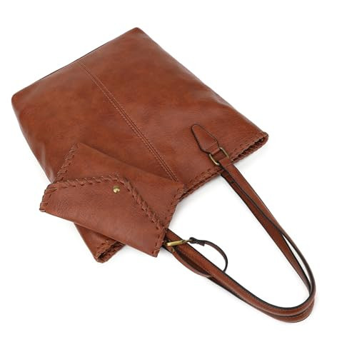 Scarleton Tote Bag for Women, Travel Bag Purse, Handbags for Women, Shoulder Bag, Travel Tote Bags for Women w/Pouch, H212604 - Brown | Amazon (US)