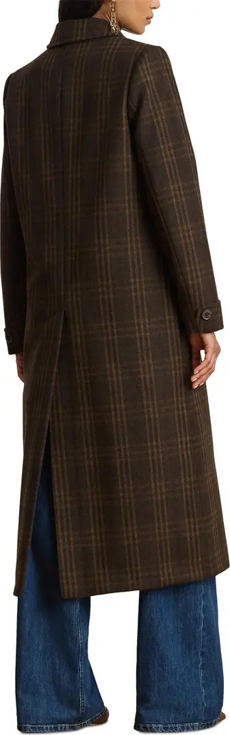 Longline Plaid Wool Blend Reefer Coat | Nordstrom