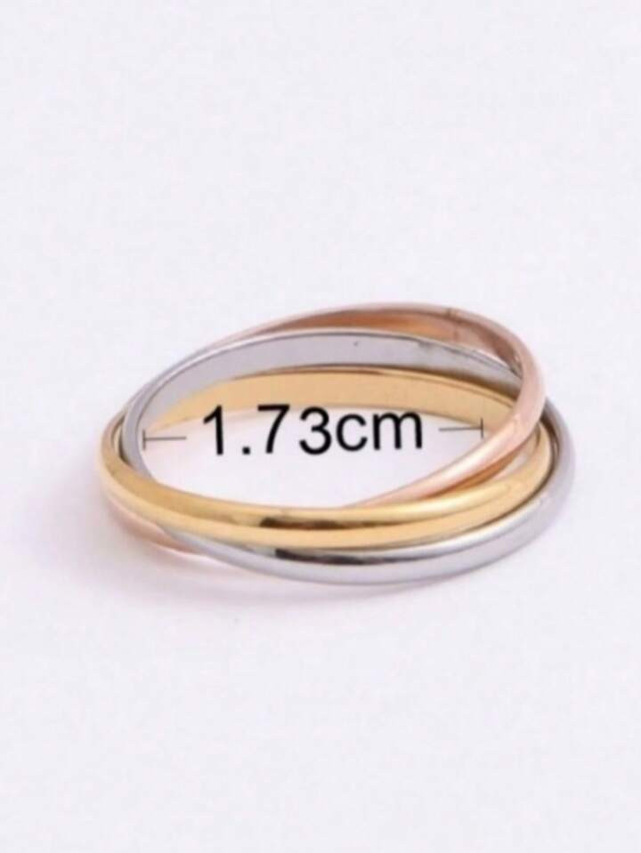 1 tricolor de acero inoxidable suave liso anillo circular | SHEIN