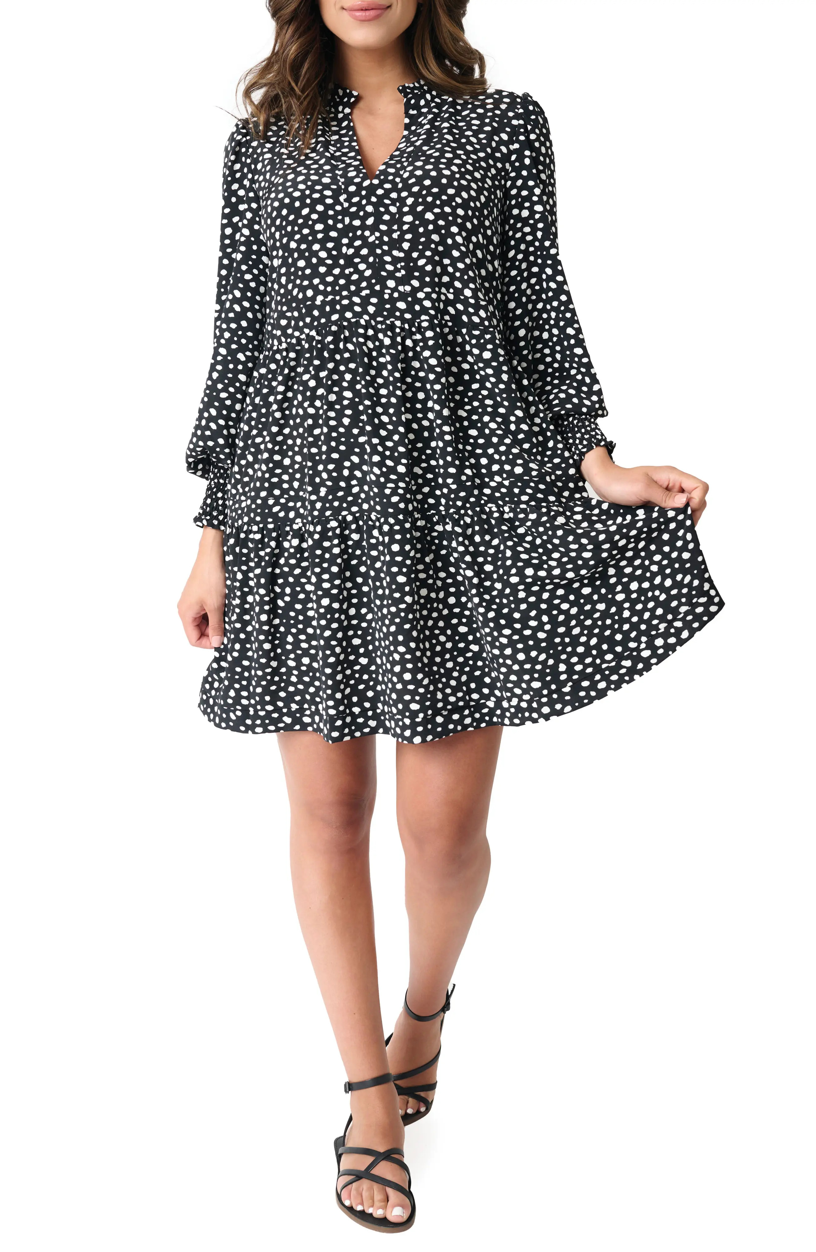 Printed Tiered Long Sleeve Dress (Women) | Nordstromrack | Nordstrom Rack