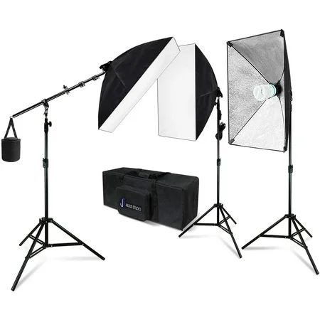 LS Photography 20 x 28 Inch Soft Box Lighting Kit with Bulb Socket, Boom Stand and Slope Arm Bar, 12 | Walmart (US)