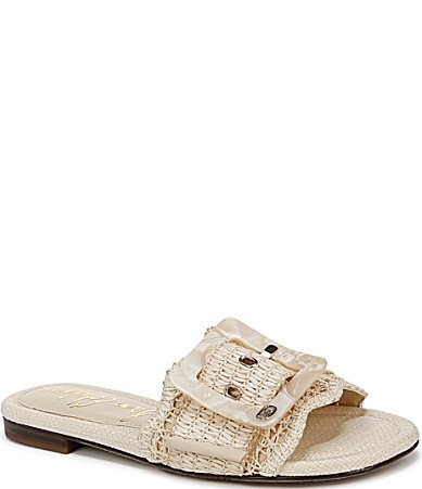 Sam Edelman Bambi Raffia Oversized Buckle Detail Slide Sandals - 8.5 | Dillard's