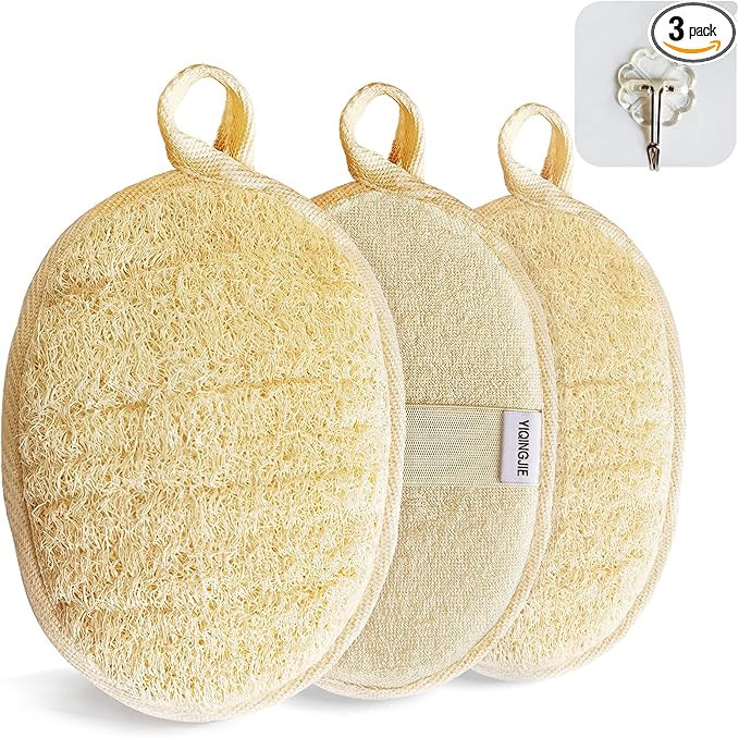 Natural Loofah Sponge Exfoliating Body Scrubber (3 Pack),Made with Eco-Friendly and Biodegradable... | Amazon (US)