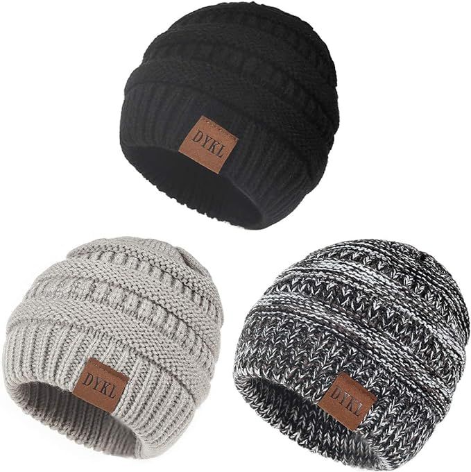 DYKL Kids Winter Warm Knit Hats for Boys Girls Soft Toddler Beanies for Boys Girls | Amazon (US)