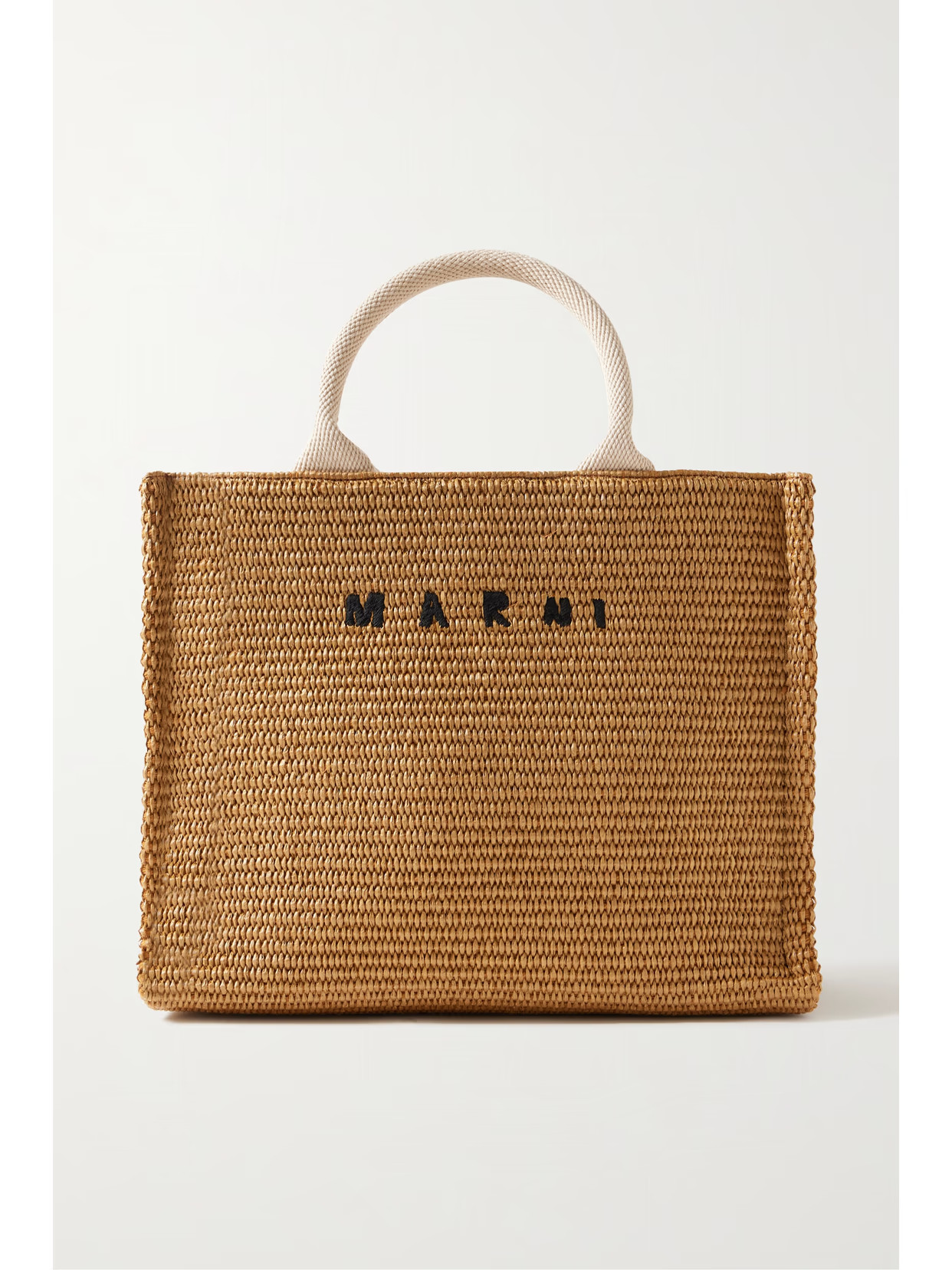 Marni - Basket Small Canvas-trimmed Embroidered Faux Raffia Tote - Neutrals | NET-A-PORTER (US)