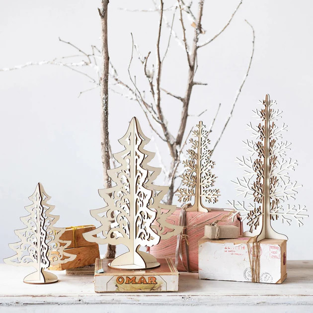 White Wood Christmas Trees, Set of 2 | Pepper + Vetiver