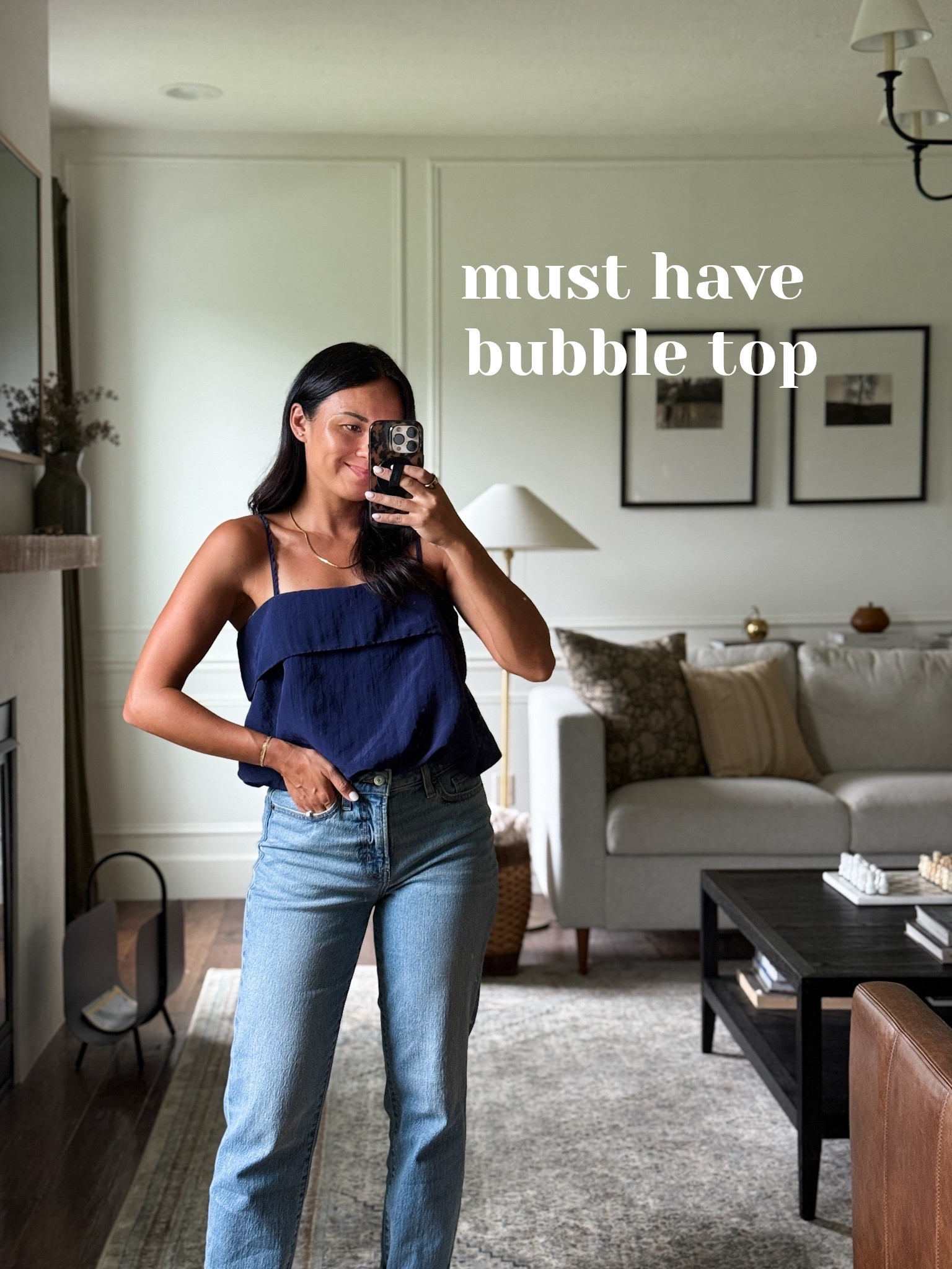 Okay, but you have to see the cute back detail on this classic, essential navy bubble top! Pair it with trousers, jeans, or a skirt — instantly elevates your outfit and gives you room to breathe! 

#LTKHome #LTKFindsUnder50 #LTKStyleTip
