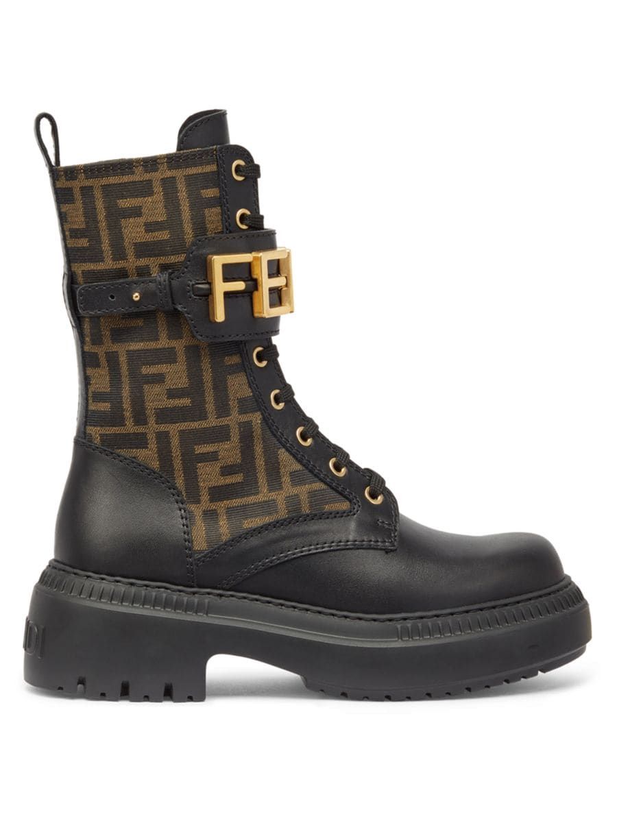 Fendigraphy FF 50MM Leather Biker Boots | Saks Fifth Avenue
