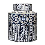 Creative Co-Op Decorative Stoneware Ginger Pattern, Blue & Cream Color Jar | Amazon (US)