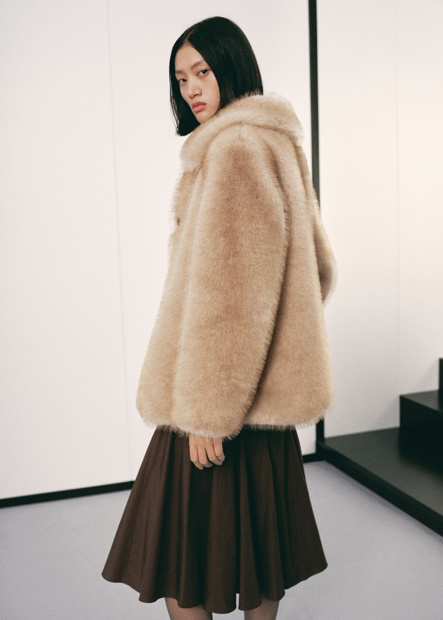 Fur-effect coat with buttons - Women | MANGO USA | Mango (US/MX/AU)