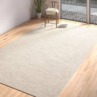 Yerby Geometric Handmade Flatweave Wool Ivory Area Rug | Wayfair North America