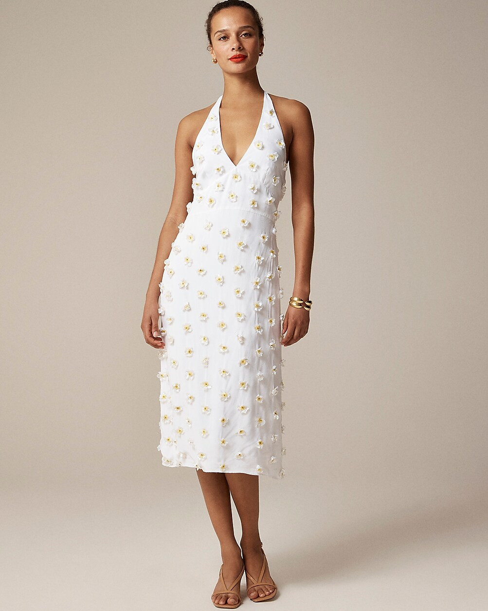 Collection embellished halter midi dress | J. Crew US