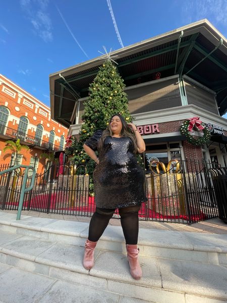 It’s the holiday season🎄💖✨ This dress is the perfect dress for the holiday parties! Everything is up to 50% off on select styles at Torrid! The pink booties are similar, but not exact! It would still tie the look together! 

#LTKcurves #LTKHoliday