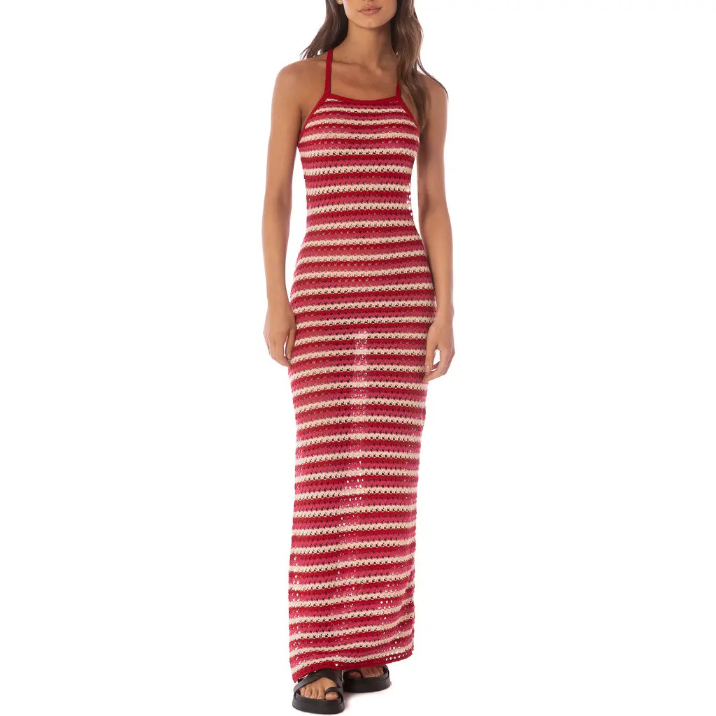 Maaji Wave Rosabella Open Stitch Cover-Up Dress in Red at Nordstrom Rack, Size Large | Nordstrom Rack