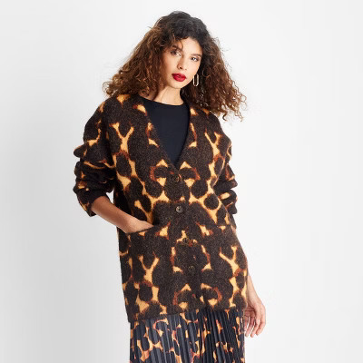 Women's Relaxed Cardigan - Future Collective Black Tortoise | Target