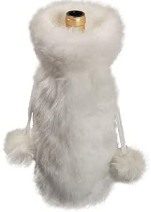 Amosfun Christmas Wine Bottle Cover Bags White Faux Fur Christmas Bottle Cover Bag with Drawstrin... | Amazon (US)