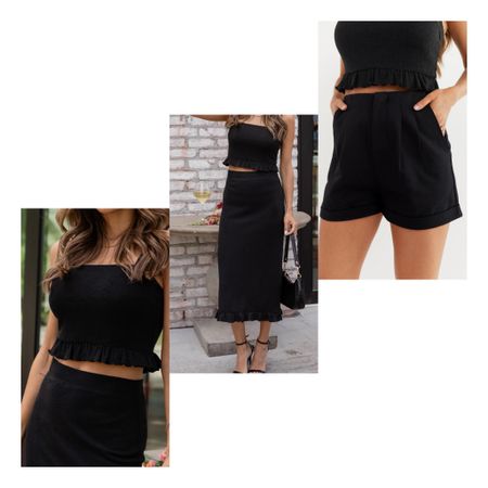 A long cropped elastic top that goes with this chic skirt or shorts!  

#LTKFindsUnder50 #LTKOver40 #LTKStyleTip