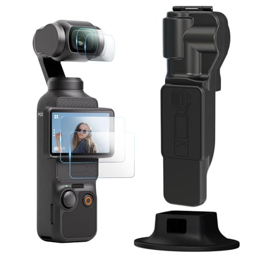 TYUANDOUER Pocket 3 Protective Case for DJI Osmo Pocket 3 Creator Combo, Portable Gimbal Cover Camera Lens Cap & Tempered Glass Screen Protector Lens Protector & Desktop Mount for DJI Pocket 3 - Black | Amazon (US)