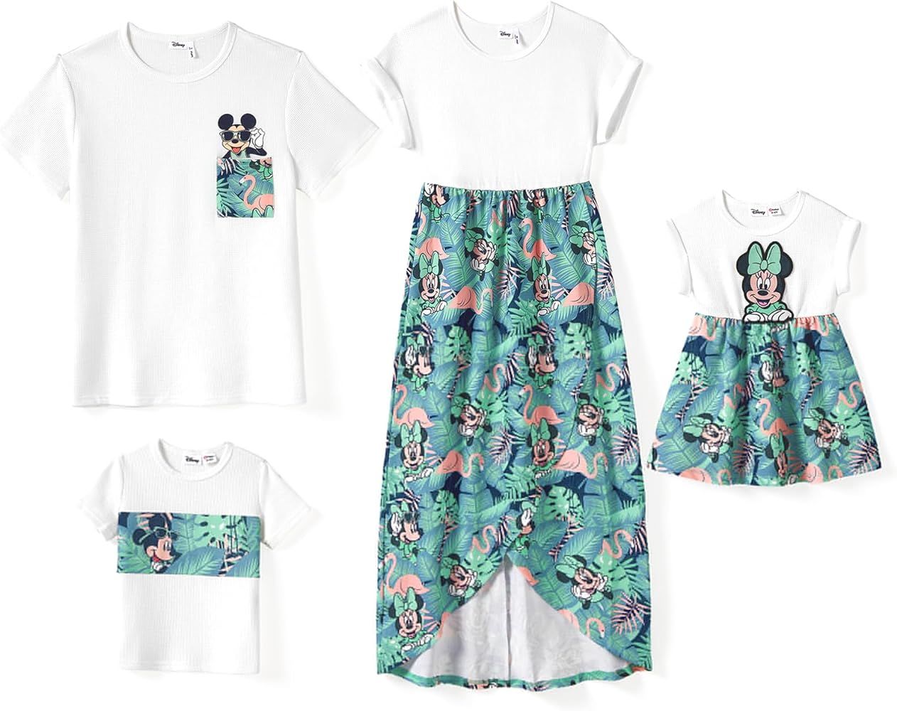 Disney Mickey and Friends Family Matching Vacation Ruffled Cami Dresses and Striped T-Shirts Sets | Amazon (US)