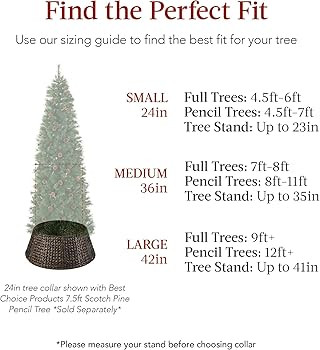 Best Choice Products 24in Christmas Tree Collar, Woven Hyacinth 3-Piece Holiday Rattan Tree Skirt... | Amazon (US)