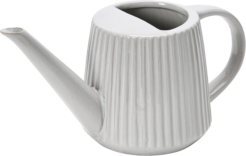 Creative Co-Op Quart Stoneware Reactive Glaze Finish Watering Can, White | Amazon (US)