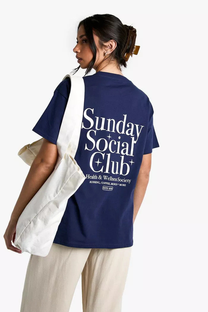 Sunday Club Oversized T-shirt | Boohoo.com (UK & IE)