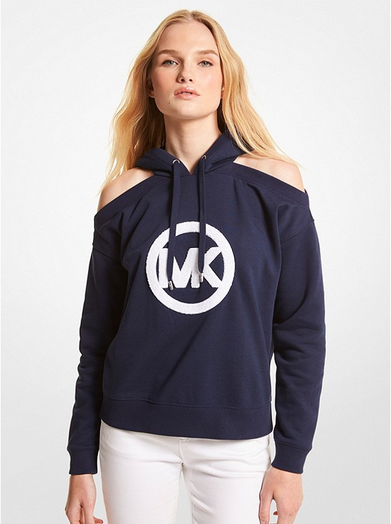 Logo Cotton Blend Cutout Hoodie | Michael Kors US