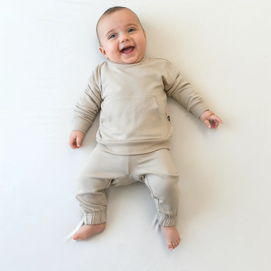 French Terry Jogger Set in Almond | Kyte BABY