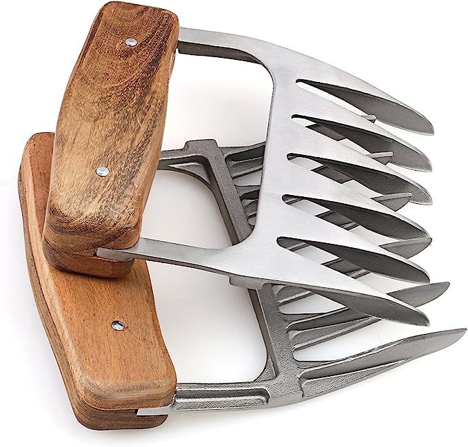 Metal Meat Claws, 1Easylife 18/8 Stainless Steel Meat Forks with Wooden Handle, Best Meat Claws f... | Amazon (US)