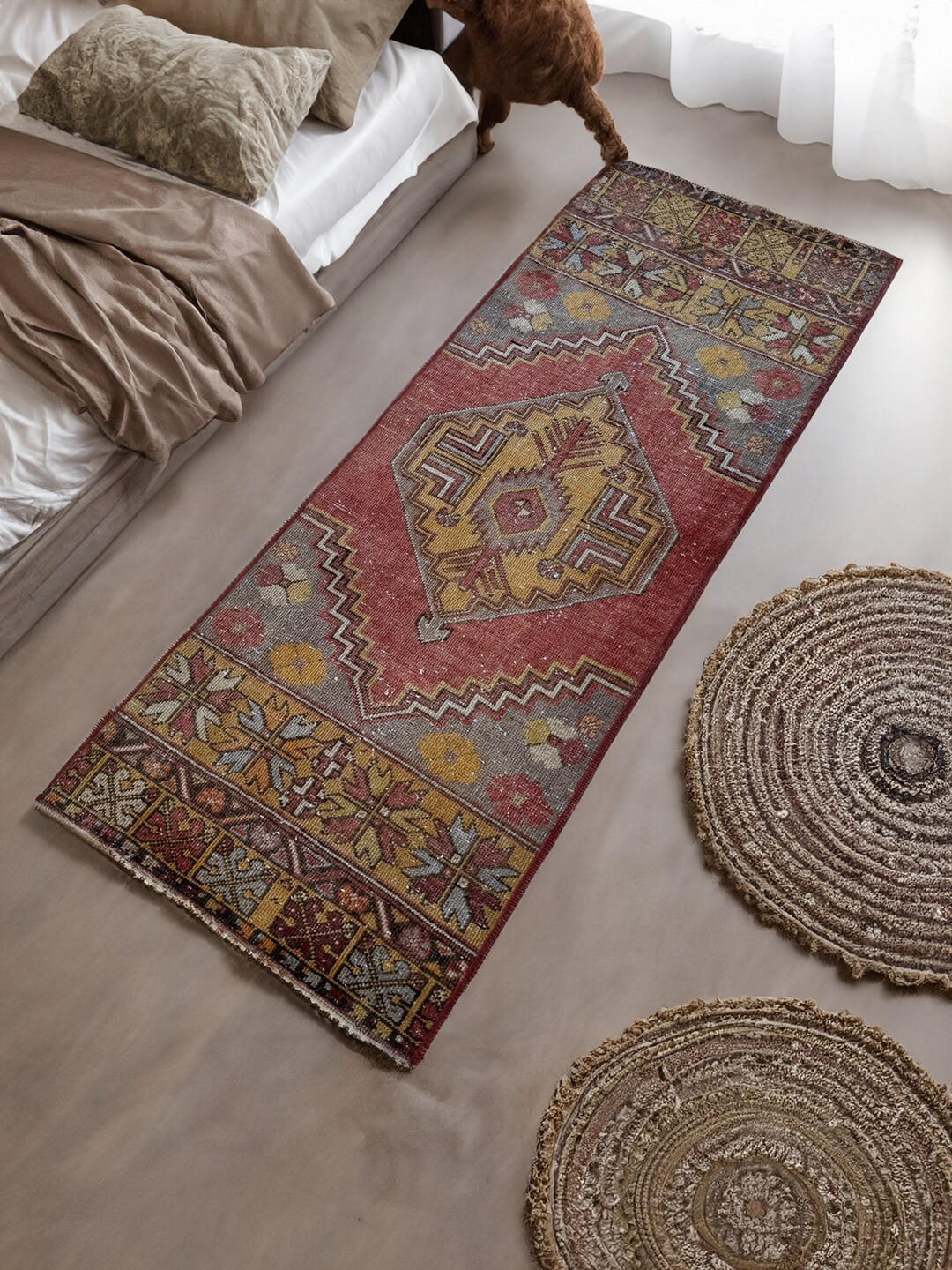 2x6 Wool Runner Rug, 2x6 Colorful Vintage Rug, 2x6 Boho Turkish Runner, Oushak Carpet, Handmade W... | Etsy (US)