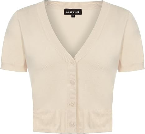 MINTLIMIT Women's Cropped Shrug Bolero 3/4 Sleeve Button Down Cardigan Sweater | Amazon (US)