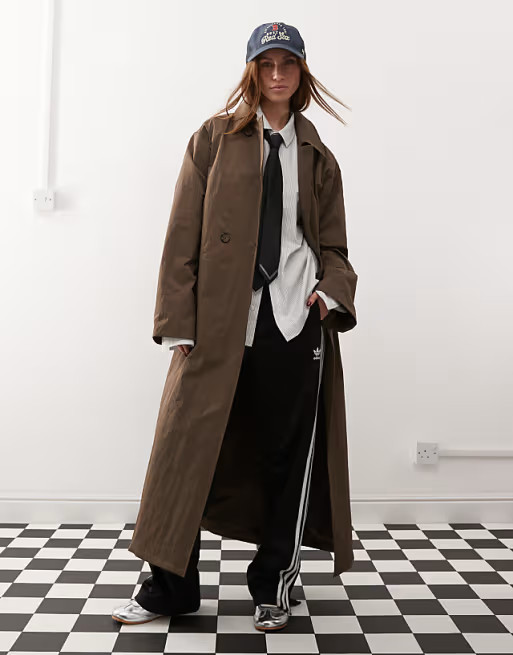 COLLUSION longline trench jacket in brown | ASOS (Global)