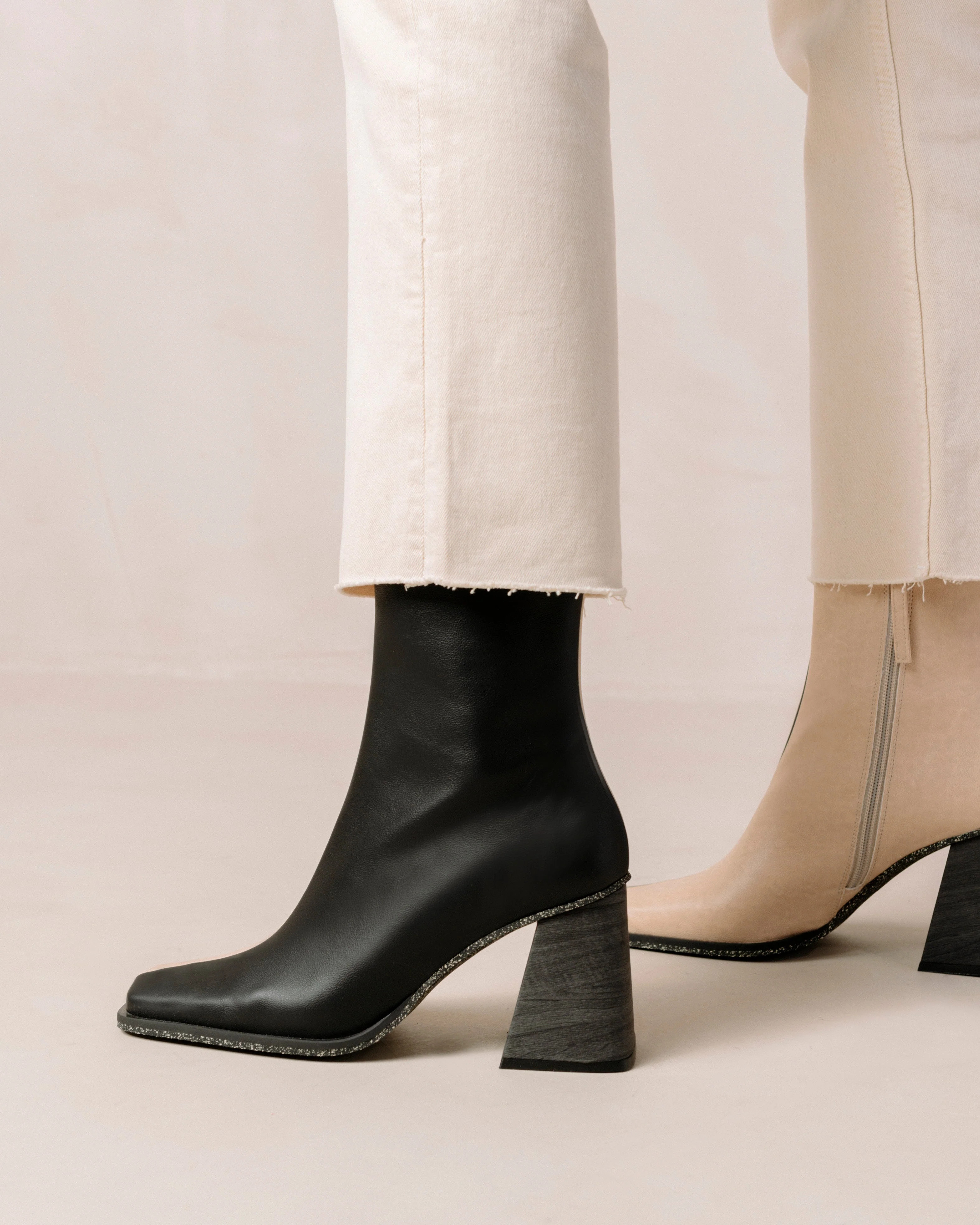 South Corn - Black and Beige Vegan Leather Boots | ALOHAS | Alohas AU