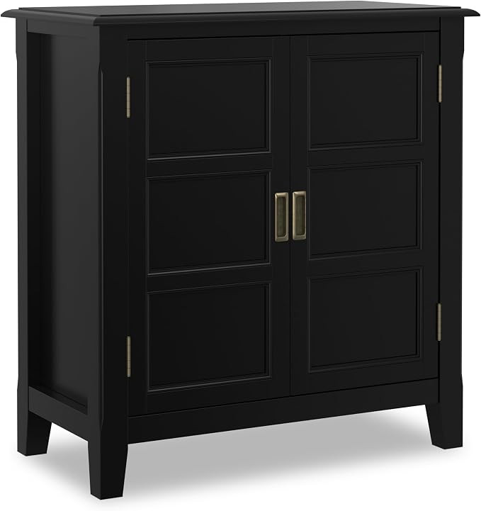 SIMPLIHOME Burlington Solid Wood 30 inch Wide Traditional Low Storage Cabinet in Black for The Li... | Amazon (US)