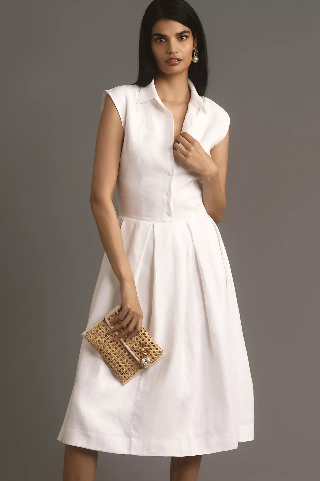 Reformation Prim Linen Midi Dress | Anthropologie (US)