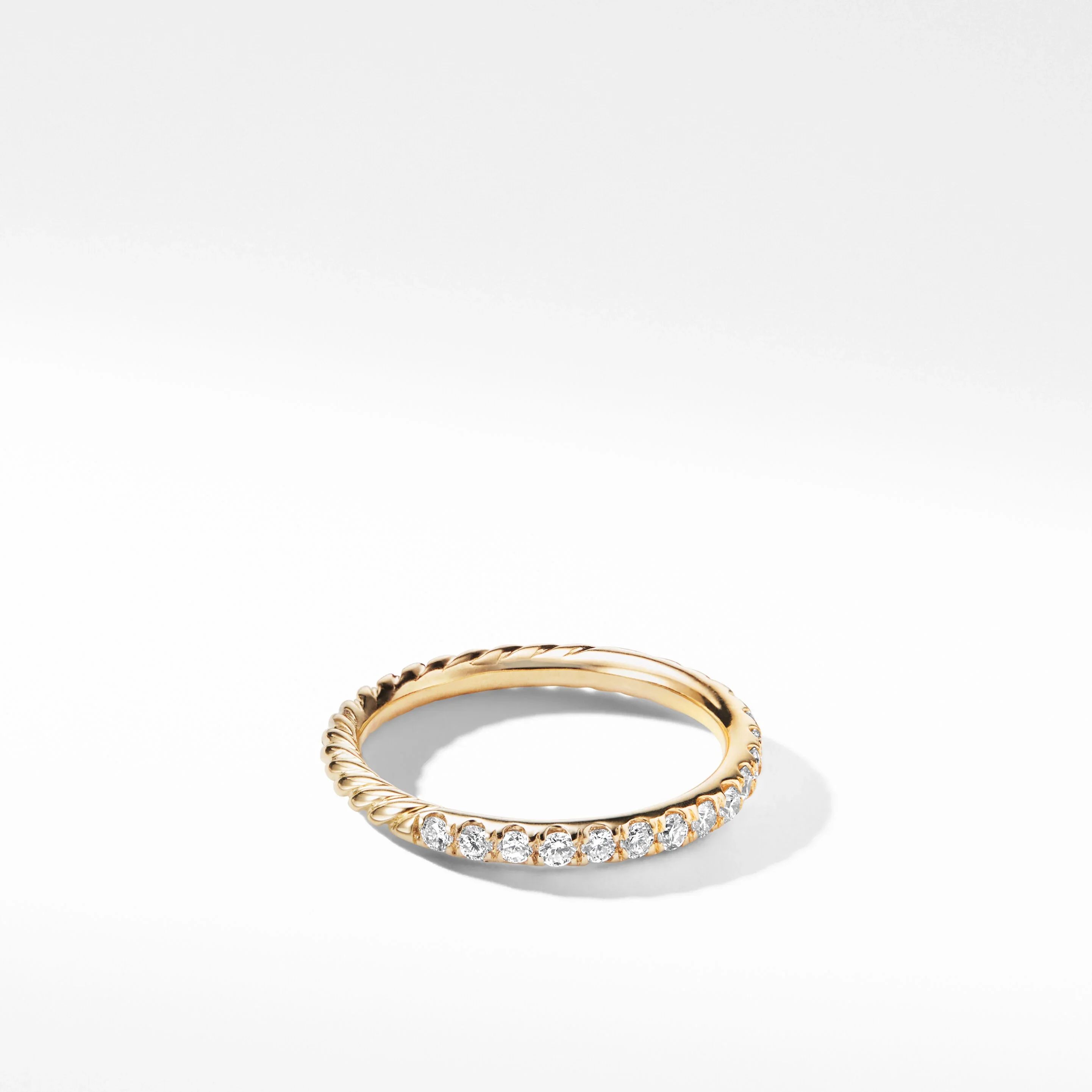 Cable Collectibles® Stack Ring in 18K Yellow Gold with Pavé Diamonds | David Yurman
