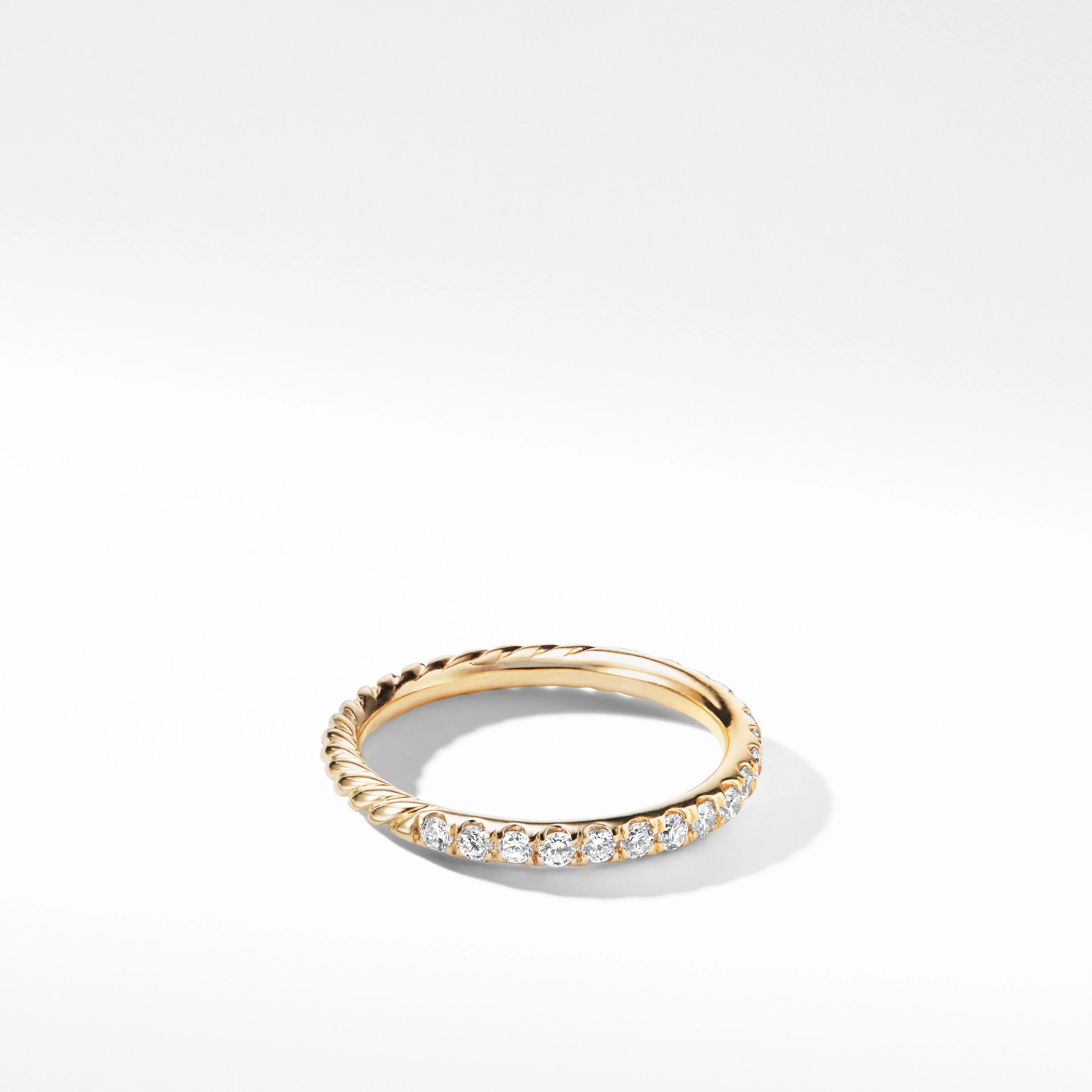 Cable Collectibles® Stack Ring in 18K Yellow Gold with Pavé Diamonds | David Yurman
