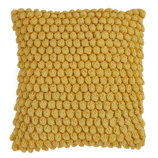 20"x20" Oversize Down Filled Crochet Pom-Pom Square Throw Pillow - Saro Lifestyle | Target