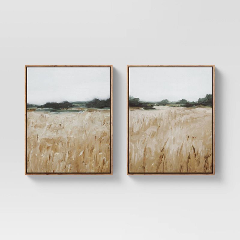 (Set of 2) 16&#34; x 20&#34; Grassy View Framed Canvas - Threshold&#8482; | Target
