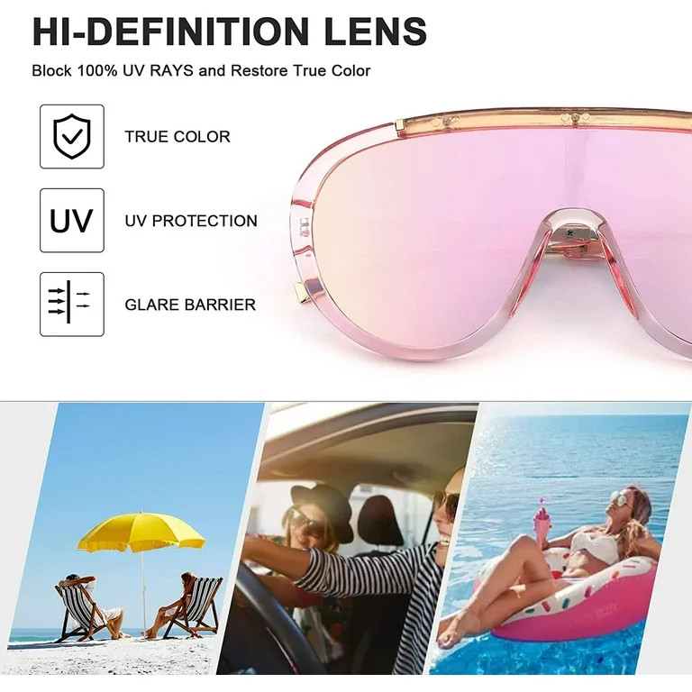 FEISEDY Oversized One Piece Sunglasses Women Men Fahion Siamese Lenses Retro Design B2580 | Walmart (US)