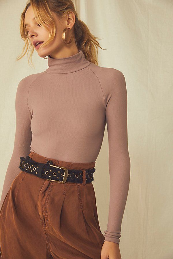 Seamless Turtleneck Bodysuit by Intimately at Free People, Coyote, M/L | Free People (Global - UK&FR Excluded)