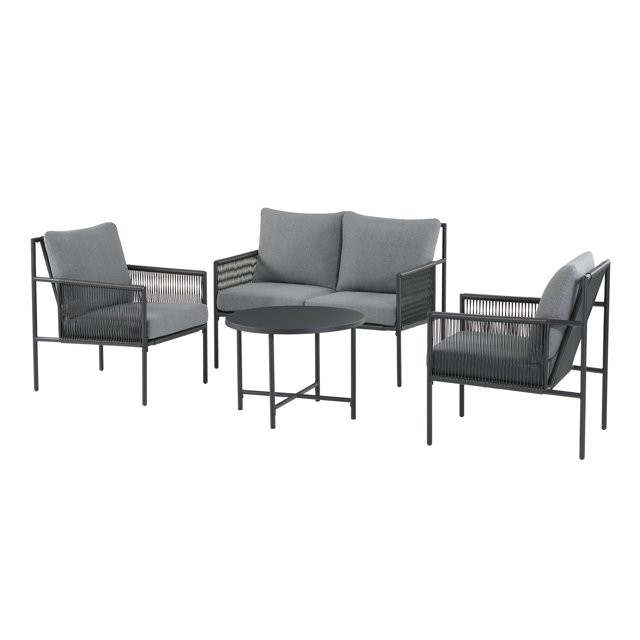 Mainstays Logan 4-Piece Outdoor Conversation Set, Dark Gray | Walmart (US)