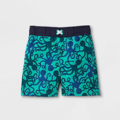 Toddler Boys' Octopus Print Swim Trunks - Cat & Jack™ Turquoise | Target